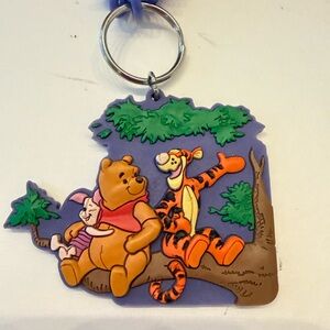Disney Winnie The Pooh 3D Milne And E.H Shepard Purple Rubber Key Chain Fob Cord
